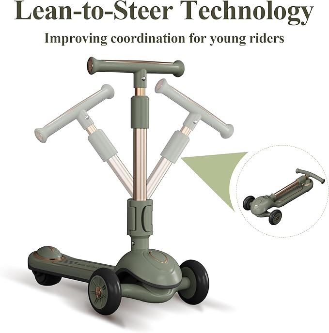 Winhope Kick Scooter for Kids, 2-in-1 Kick Scooter with Wide Deck,Folding 3 Wheel Children Scooter Outdoor Ride-On Toys for Boy Girl Aged 3-8