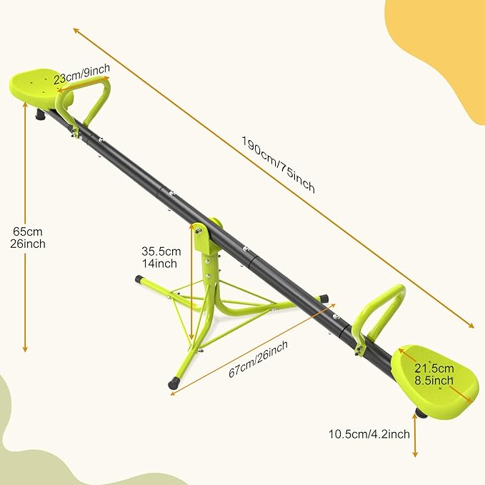 Teeter Totter Seesaw for Kids Outdoor for Ages 4-8 Toddler Seesaw Sit and Spin Teeter Totter Outside Outdoor Toys Swiveling 360 Degrees Rotating for Children Age 3 4 5 6 7 8 (Light Green)