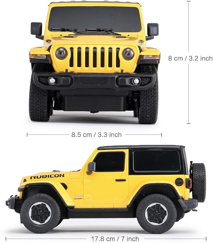 RASTAR RC Toy, 1/24 Scale Wrangler JL Remote Control RC Car, Rubicon Model Vehicle for Kids, Yellow