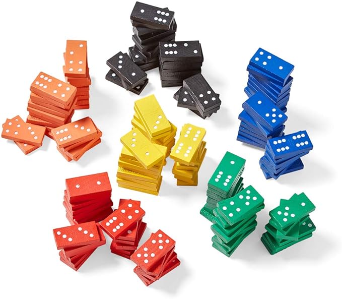 hand2mind Wooden Dominoes Set for Kids, Double Six Dominoes for Toppling, Bulk Domino Blocks, Montessori Math Manipulatives, Kids Dominoes Classroom Set, Kindergarten Learning Games (6 Sets of 28)