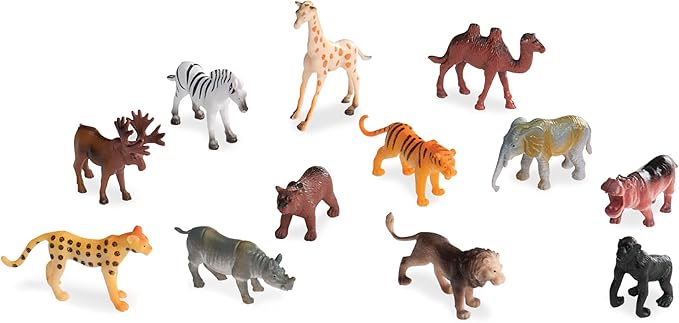 Terra by Battat – 60 Pcs Wild Creatures Tube – Realistic Mini Animal Figurines – Lion, Hippo, Tiger, Bear & More Safari Animals – Plastic Educational Toys for Kids and Toddlers 3 Years +