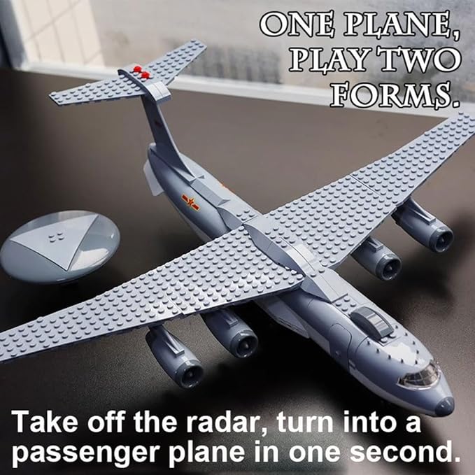 Early Warning Aircraft Air Force Building Block Set,Military Fighter Air Force,WW2 Military Airplanes Model,Aircraft Plane Brick Building Set Toy Gifts for Kids and Adults,199PCS