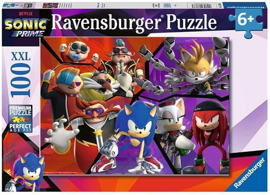 Ravensburger - Children's Jigsaw Puzzle - 100 Pieces XXL Puzzle - Nothing can Stop Sonic/Sonic Prime - Ages 6 Puzzle - Thick and Durable Cardboard - Sonic Prime - 13383