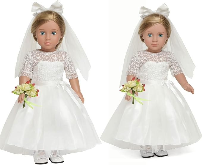 Doll Clothes Accesories First Communion Wedding Dress and Suit Set for American 18 inch Doll Boy and Girl