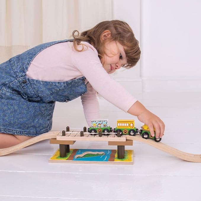 Bigjigs Rail Safari Rope Bridge - Other Major Wooden Rail Brands are Compatible
