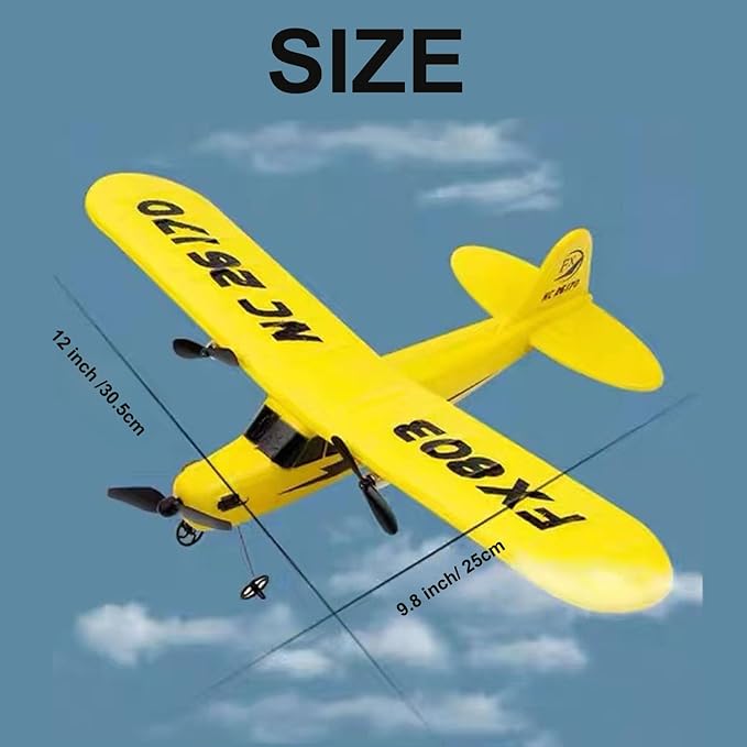 RC Airplane 2.4GHz Remote Control Airplane Gyro Easy to Fly Birthday for Beginner Kids Boys (Yellow)