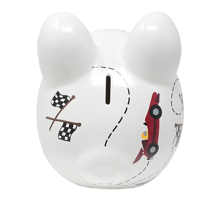 Child to Cherish Ceramic Piggy Bank for Boys, Vroom Race Car