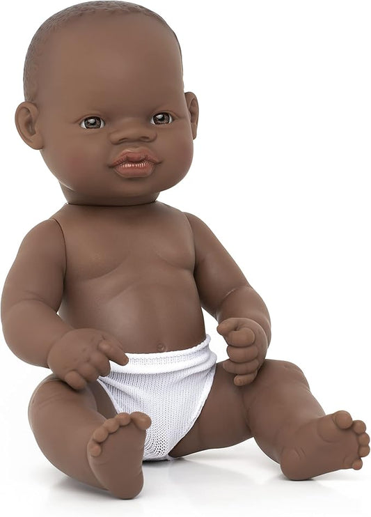 Miniland Doll 12 5/8'' African Boy (Polybag) - Made in Spain, Anatomically Correct, Quality, Inclusion