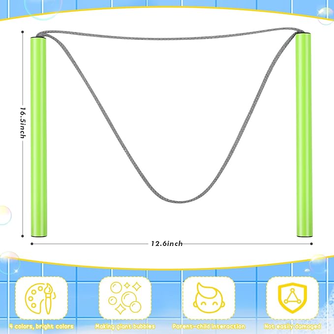 8 Pieces Giant Bubble Wands Big Bubble Wands for Kids Outdoors Bubble Toy for Birthday, Outdoor Activities, Party Favors, Giant Bubble Solution Not Included (Multicolor)