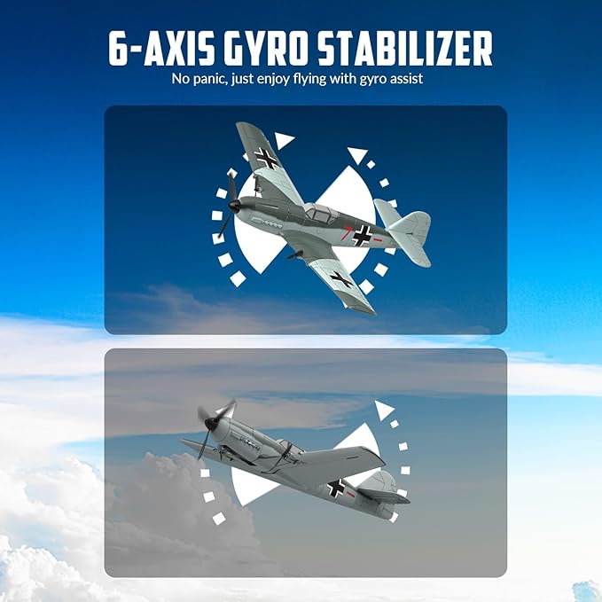 VOLANTEXRC RC Plane 3 Channel Remote Control Airplane Fighter Toys, 2.4GHz 6-axis Gyro Stabilizer RTF Glider Aircraft Plane, Easy to Fly for Adults Kids Beginners Boys (BF109)