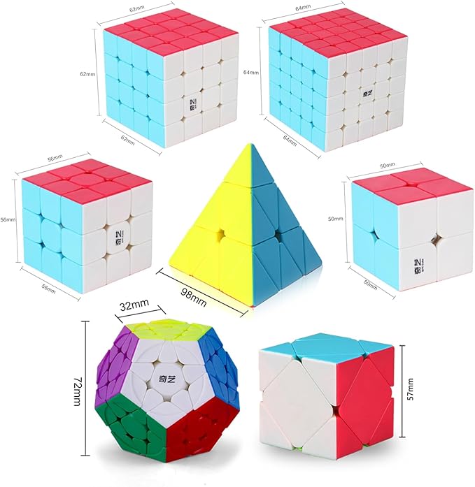 Speed Cube Set, 2x2 3x3 4x4 5x5 Skew Megaminx Pyramid Cube Collection for Kids, Teens & Adults, 7 Pack