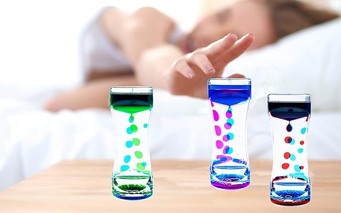 Sensory Toys for Relaxation: Motion Bubble Timer - Water Timer Fidget Toy for All Ages (Red & Blue, 1 Pack)