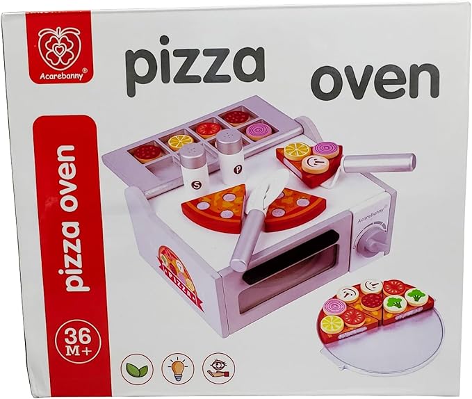 TEKOR Toys Toy Pizza Oven Set | Pizza Oven | Pizza Cutter | Server | 6 Slices | 18 toppings | Salt & Pepper Shaker | Menu | Money | Children Kids Apron & Chef Hat| Using Imagination and Endless Fun