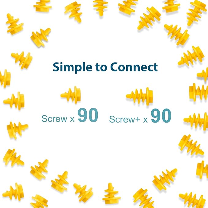 Screws Kit Top-up 180 Piece, Cardboard Construction Tools, STEM Educational Toys for at-Home Play + Classroom Learning, Screws 90 and Screws+ 90 Mix Kit for Boys and Girls Aged 5+(Yellow)