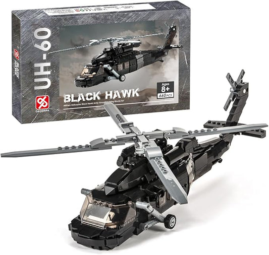 DAHONPA UH-60 Helicopter Black Hawk Medium Utility Military Army Airplane Building Bricks Set, 660+ Pieces Air-Force Build Blocks Toy, Gift for Kid and Adult