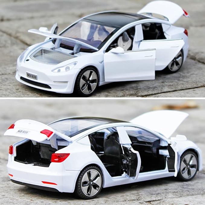 1:32 Scale Model 3 Alloy Car Model Diecast Toy Vehicles for Kids, car Model Toy，Pull Back Alloy Car with Lights and Music,Mini Vehicles Toys for Kids Gift ，Children Birthday Gift. (White)