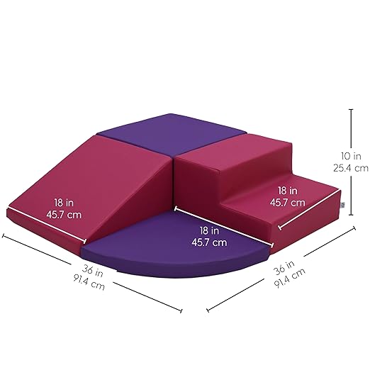 SoftScape Toddler Playtime Corner Climber, Indoor Active Play Structure for Toddlers and Kids, Safe Soft Foam for Crawling and Sliding (4-Piece Set) - Purple/Raspberry, 11619-PURS