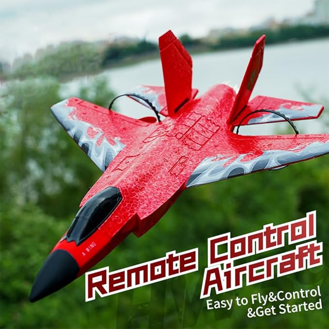 RC Plane, F-35 Jet Plane Remote Control Glider Airplanes,2 Channel 2.4GHZ Remote Control Plane Aircraft, Double Charging Wire RC Airplane Easy to Fly for Adults Beginners (Red)