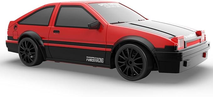 Remote Control Car RC Drift 2.4GHz 1:24 Scale 4WD 15KM/H High Speed Model Vehicle with LED Lights Drifting Tire Racing Sport Toy for Adults Boys Girls Kids Gift 2Pcs Rechargeable Batteries