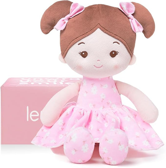Soft Baby Doll Toys (12''), My First Baby Rag Doll for 1 Year-Old Girl Birthday Gift, Christmas Plush Toys Gift for Toddler Kids Infants -FloraBelle(Pink)