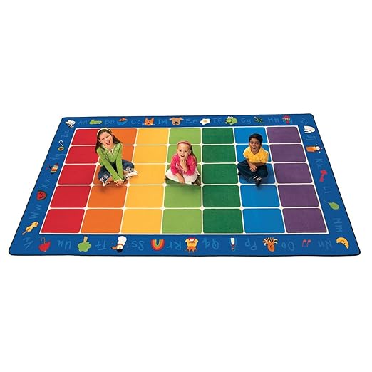Carpets for Kids 9612 Fun with Phonics Literacy Classroom Reading Rug 7ft 6in x 12ft Rectangle Multi Color