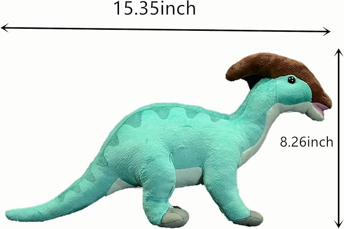 Tiny Heart Simulation Parasaurolophus Plush Toy, 15 Inch Parasaurolophus Dragon Stuffed Animals Realistic Doll Home Decor Collectibles Soft for Kids Boys