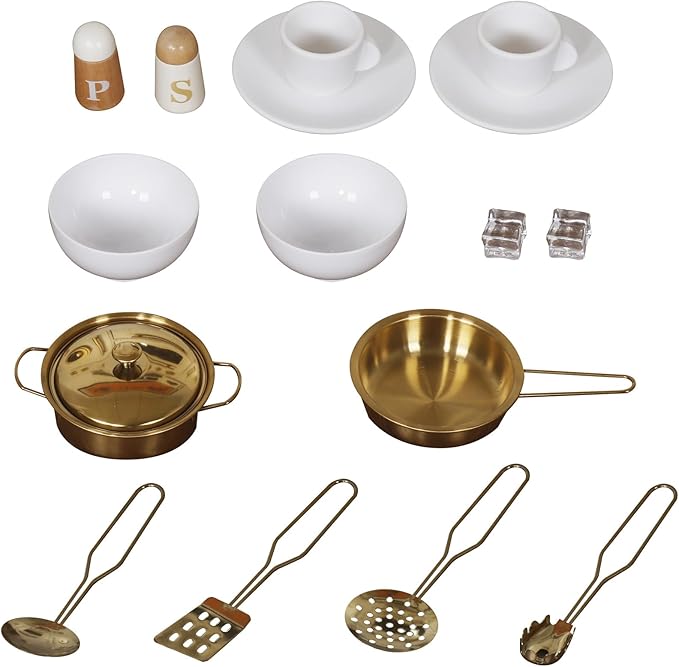 Wooden Play Kitchen with Ice Maker, Water Dispenser and Coffee Maker;Large Toddler Kitchen Playset with Washing Machine,Sink and Stove;Premium Gifts for 3+Years Boys Grils Kids