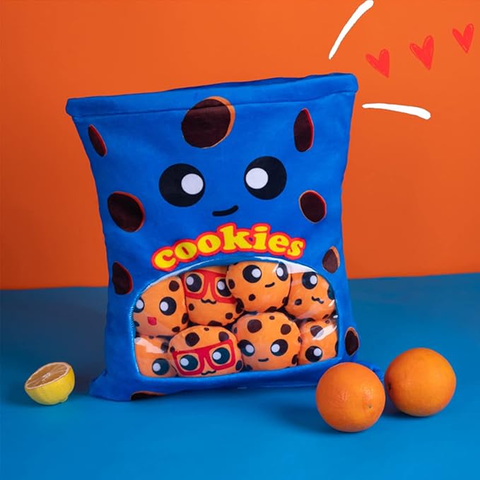 ARELUX Cute Cookie Plush Pudding Pillow:Snack Pillow Toys Bag Removable Stuffed Animal 8Pcs Sets Creative Plush,Soft Yummy Cookie Plushie Food Throw Pillow,Dolls Friends Family Member