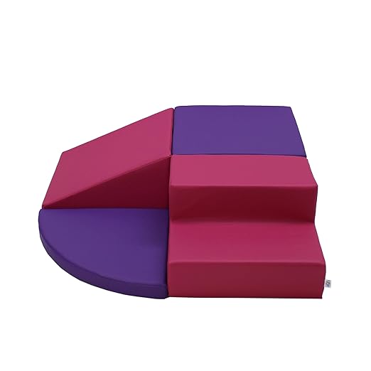 SoftScape Toddler Playtime Corner Climber, Indoor Active Play Structure for Toddlers and Kids, Safe Soft Foam for Crawling and Sliding (4-Piece Set) - Purple/Raspberry, 11619-PURS