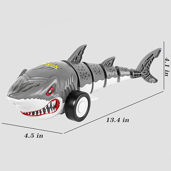 Remote Control Shark Toy, RC Toy Cars for Boys, 2.4Ghz Most Terrains Terrain Remote Control Shark car with Light, Swinging Tail, Rechargeable Race Stunt Car for Gift