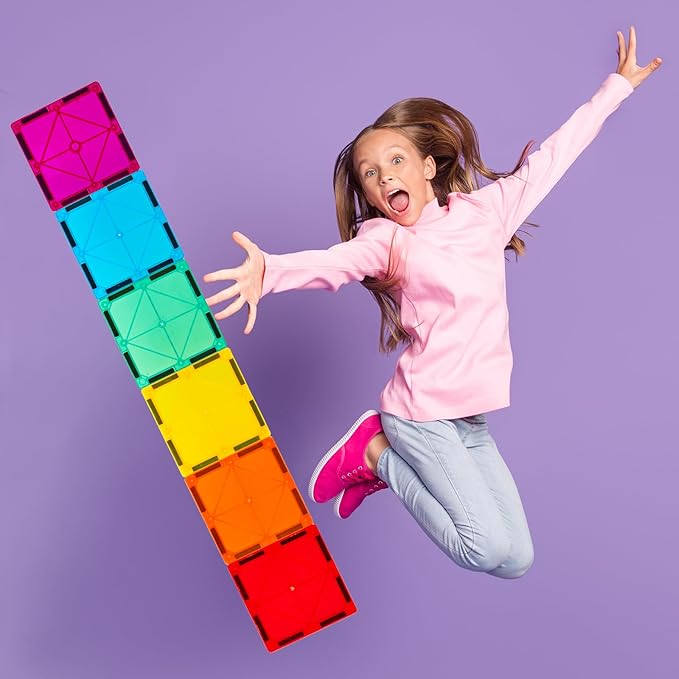 Gemmicc Magnetic Tiles, Magnet Toys Building Blocks for Kids, STEM Approved Educational Toys, Starter Set Magnet Puzzles Stacking Blocks,Sensory Montessori Toys for Boys Girls