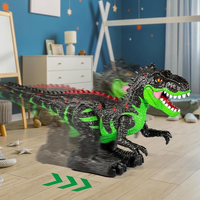 Remote Controlled Large Dinosaur Toy for Boys 3 4 5 6 7 8 Years, Lifelike Tyrannosaurus with Water Mist, Light, Roaring, Electrical Dinosaur Birthday Gifts for Kids Toddlers