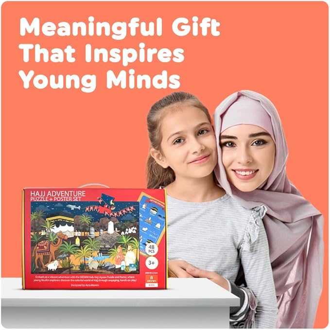 Kids Hajj Puzzle Set – 48-Piece Engaging Jigsaw with Hajj Poster – Fun and Educational Islamic Learning Toy – Ideal Hajj Gift for Kids and Eid Gift for Muslim Families and Schools