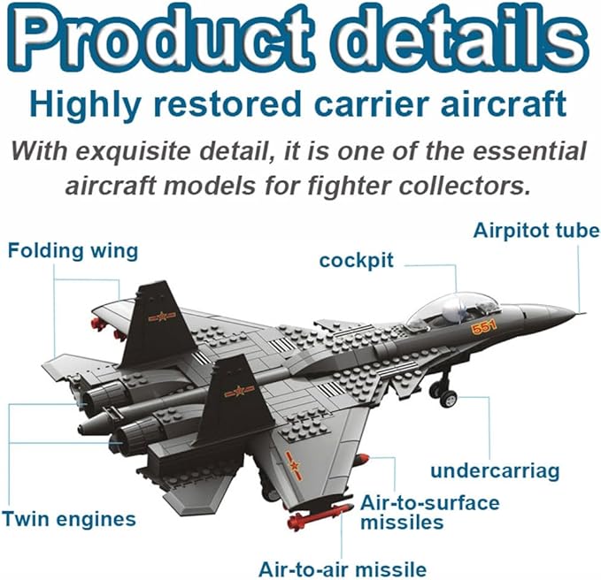 Carrier-Based Aircraft Military Fighter Air Force Building Block Set,WW2 Military Airplanes Model,Aircraft Plane Brick Building Set Toy Gifts for Kids and Adults,285PCS