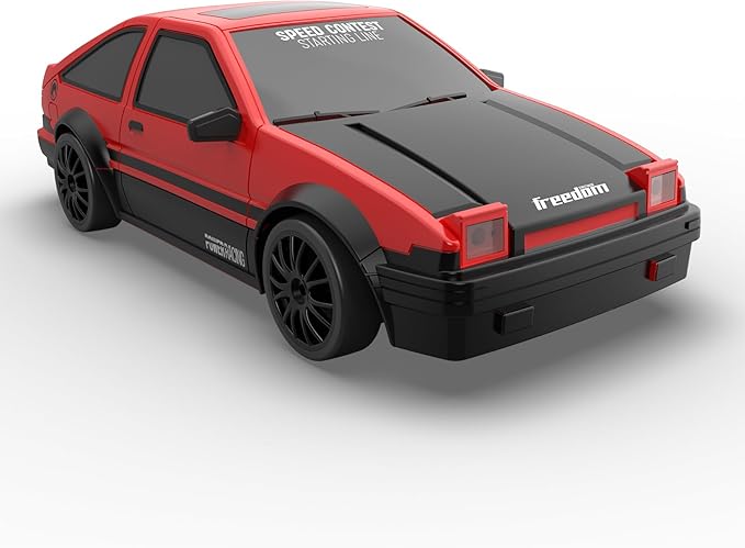 Remote Control Car RC Drift 2.4GHz 1:24 Scale 4WD 15KM/H High Speed Model Vehicle with LED Lights Drifting Tire Racing Sport Toy for Adults Boys Girls Kids Gift 2Pcs Rechargeable Batteries