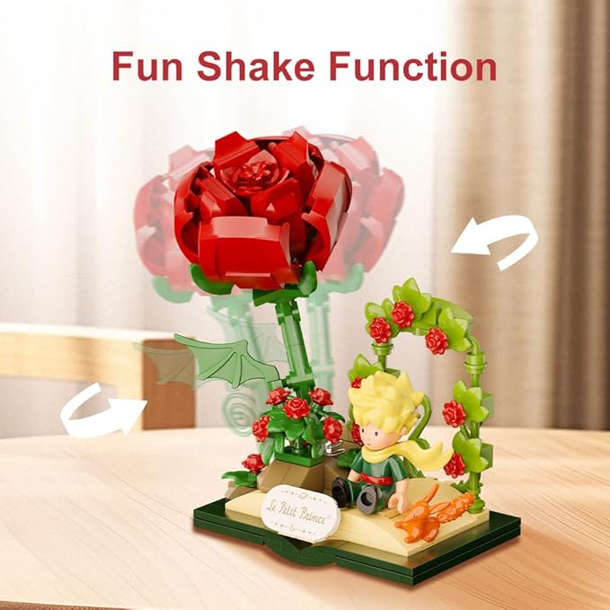 Le Petit Prince Building Block Set Adults & Kids Collectible Brick Model,Rose,Train,Moon & Airplane Figures,Le Petit Prince Creative DIY Building Toys Gift for Fans of Stories