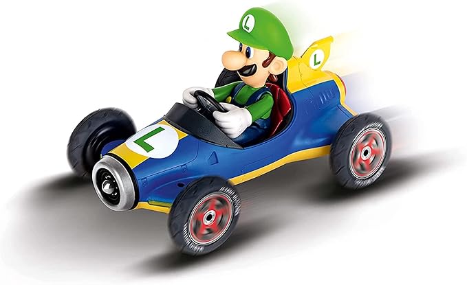 Carrera RC Official Licensed Mario Kart Mach 8 Luigi 1: 18 Scale 2.4 Ghz Remote Radio Control Car with Rechargeable Lifepo4 Battery - Kids Toys Boys/Girls, (Model: 181067)
