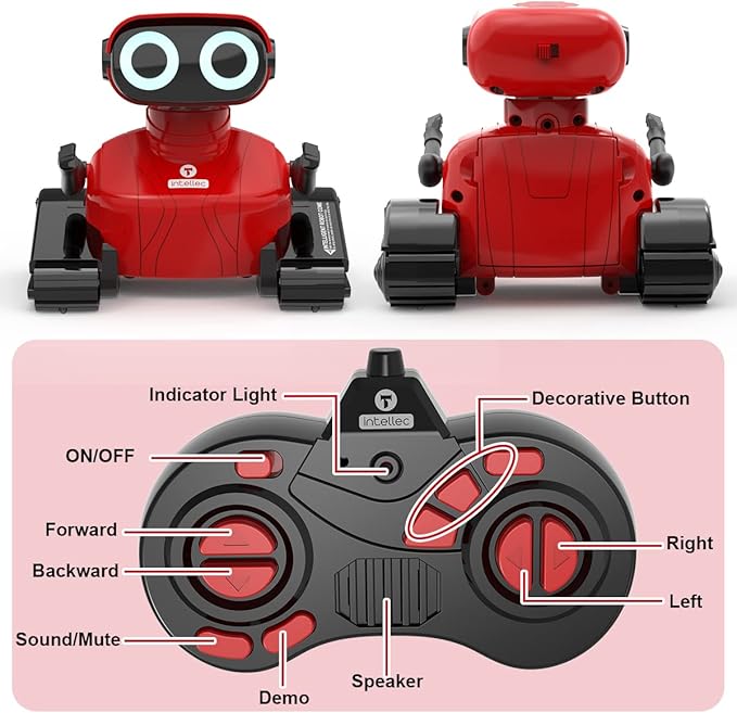 GILOBABY Robot Toys, Remote Control Robot Toy, RC Robots for Kids with LED Eyes, Flexible Head & Arms, Dance Moves and Music, Birthday Gifts for Girls Ages 3+ Years (Red)