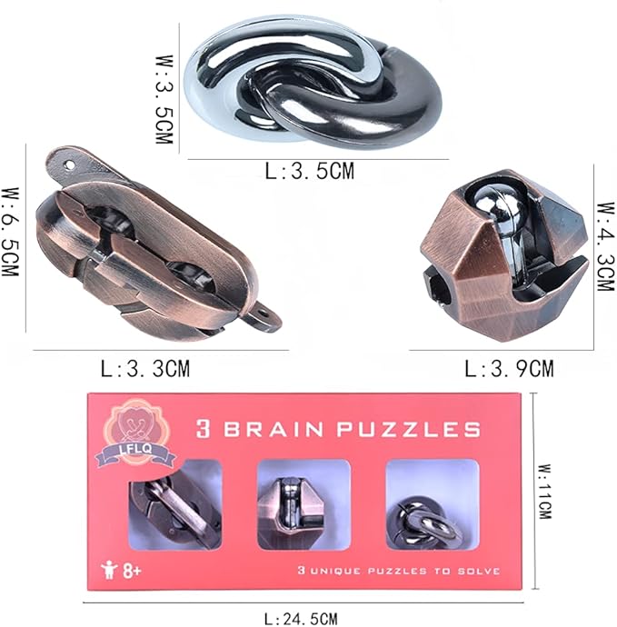 Brain Teaser Puzzle for Adults Puzzles Metal Hole Lock Adult Educational Toy Jigsaw IQ Puzzle (Red)