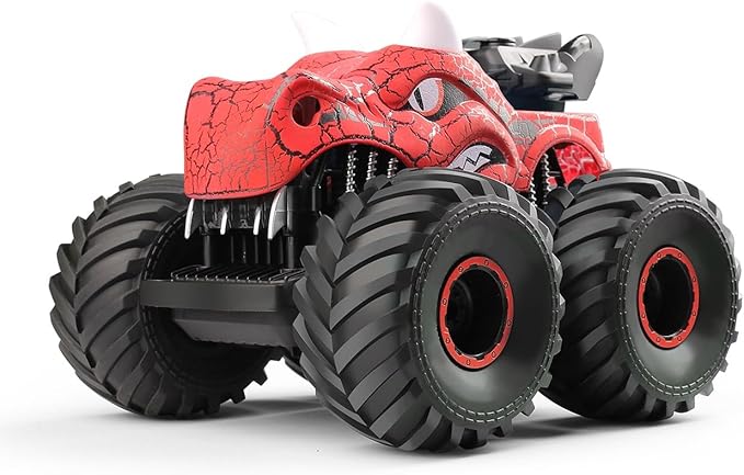 Threeking 1:18 Dinosaur RC Car Remote Control Cars Trucks Toy 4WD Off-Road Car Toys with Lights Spray Suitable for All Terrain Gifts Presents for Boys/Girls Ages 6+ Red