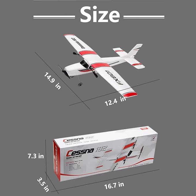 RC Plane 2.4Ghz 2 Channels EPP Foam Remote Control Airplane Radio Control Cessna Aircraft Easy to Fly RC Glider Toys for Kids, Boys and Beginners with 3 Batteries