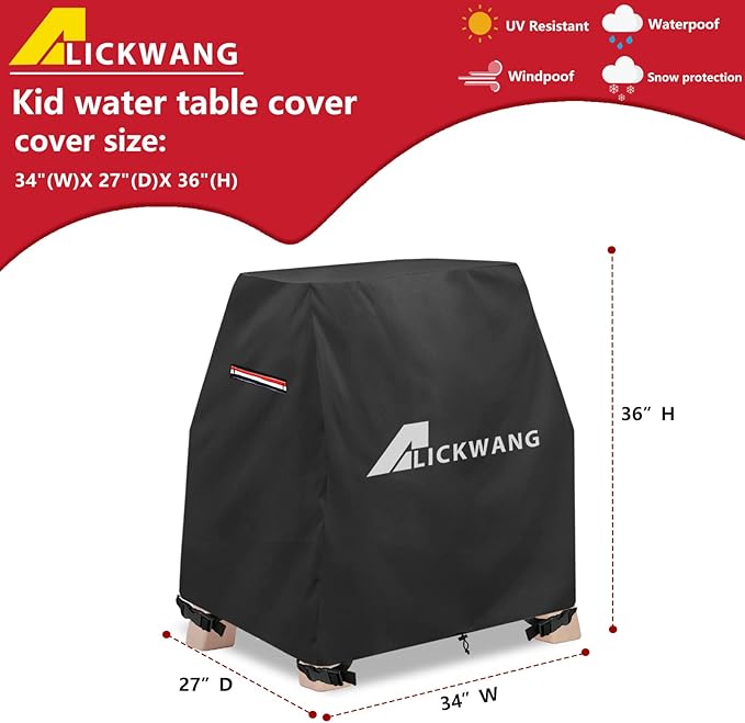 AIickwang Kids Water Table Cover for Step2 Rain Showers & Flow Water Table,Outdoor Waterproof Dustproof Anti-UV Kids Water Play Table Cover,Black