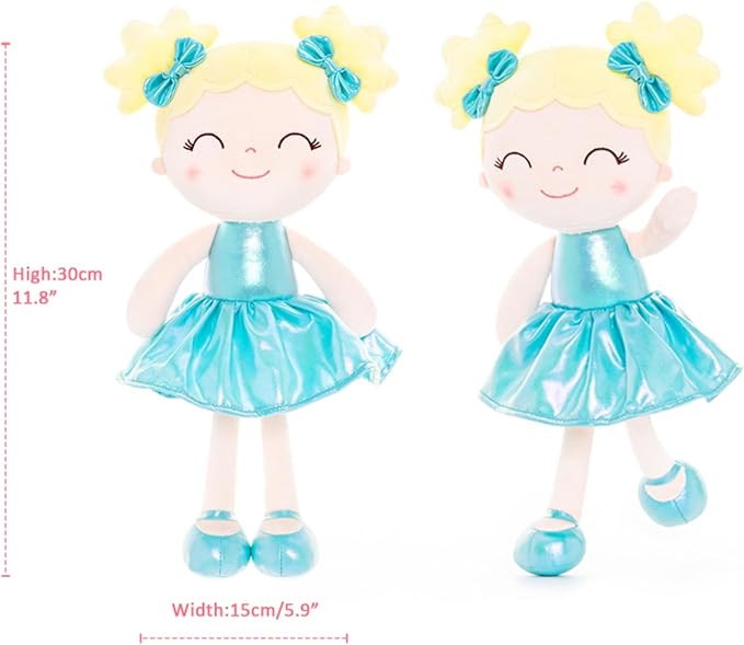 Gloveleya Baby Girl Gifts Baby Dolls Soft Doll First Baby Doll Toddler Toys Curvy Illusion Girl Lake Green 12inches