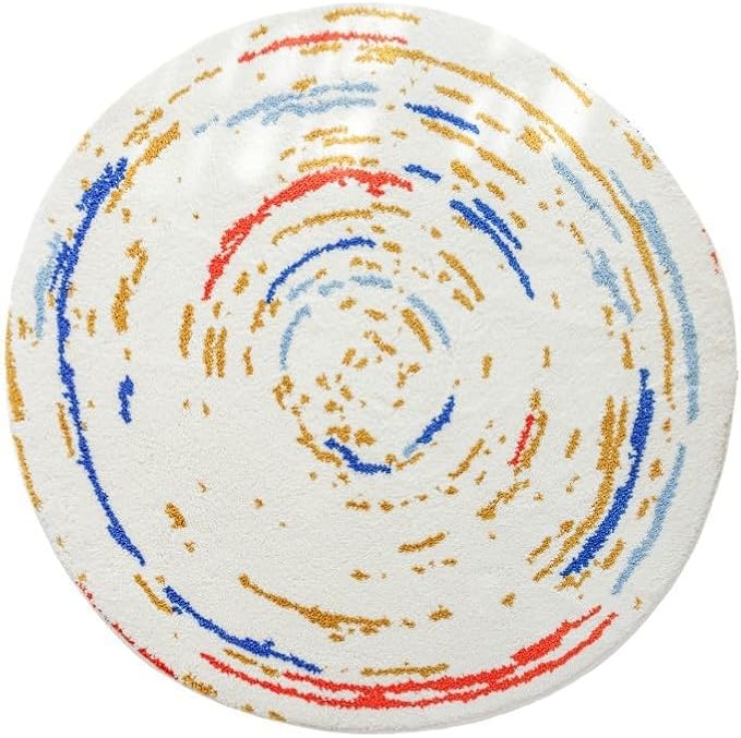 Poowe Kid Play Rug Round Boho Play Mat Soft Alphabet Educational Area Rug Nonslip Circle Baby Crawling Mat for Boys Girls Floor Carpet for Kids Playroom Nursery Decor-Round 47.2"(Dream Line)