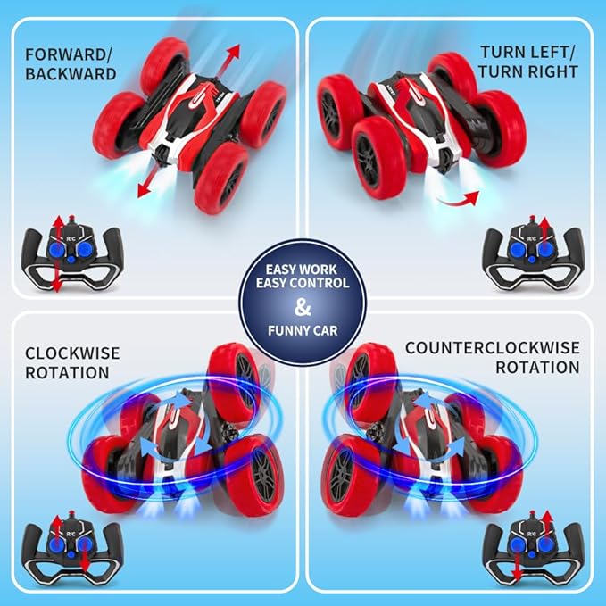 Remote Control Car Toys for Kids, 90 Min Playtime, Rechargeable Rc Stunt Car 360 Flips Rotating Cars Toys for Boys