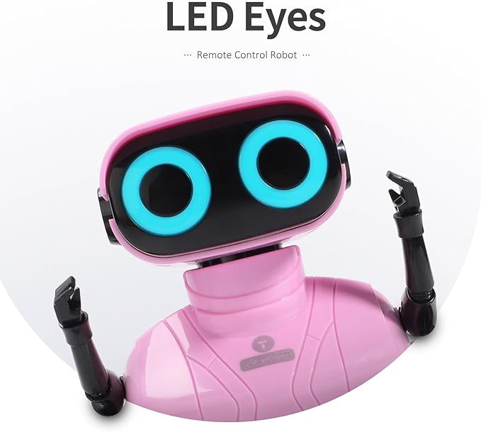 GILOBABY Robot Toys, Remote Control Robot Toy, RC Robots for Kids with LED Eyes, Flexible Head & Arms, Dance Moves and Music, Birthday Gifts for Girls Age 3+ Years (Pink)