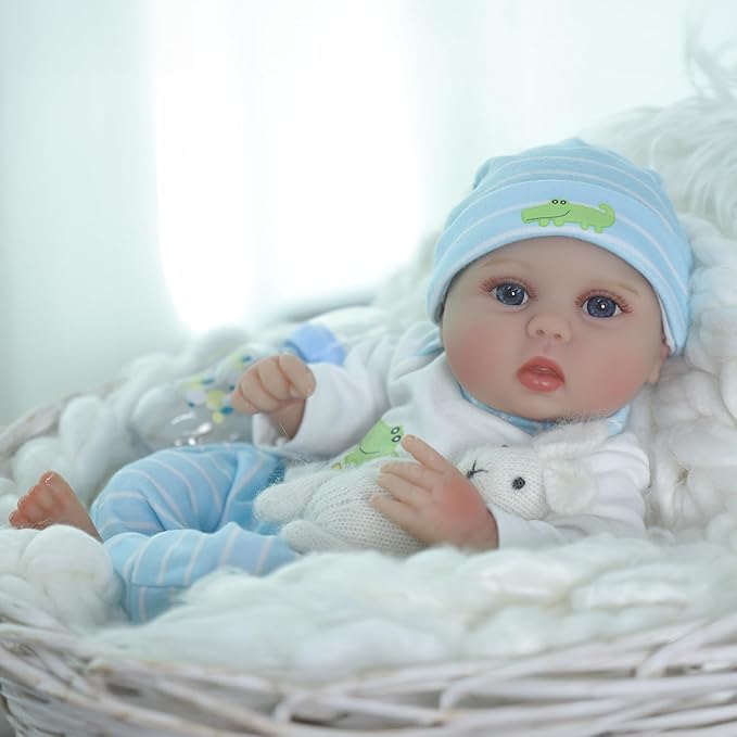 SCOM Lifelike Reborn Baby Dolls - 16 inch Realistic Baby Toddler Dolls Soft Cloth Body Vinyl Limbs, with Clothes and Doll Accessories Gifts for Kids Age 3+