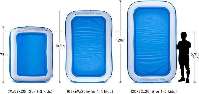 Inflatable Swimming Pool 120" X72" X20" Family Swim Center for Kids Full-Sized Lounge Pool for Kids Adults Easy Set for Backyard Summer Water Party Outdoor Kiddie Pools