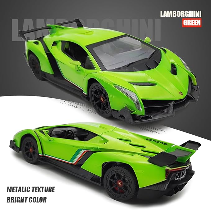 QUN FENG Lamborghini Remote Control Car 1:24 Scale Lambo Toy Car Officially Licensed Rc Cars with Light 2.4Ghz Model Car for Boys 4-7 Girls Birthday Gift, Green