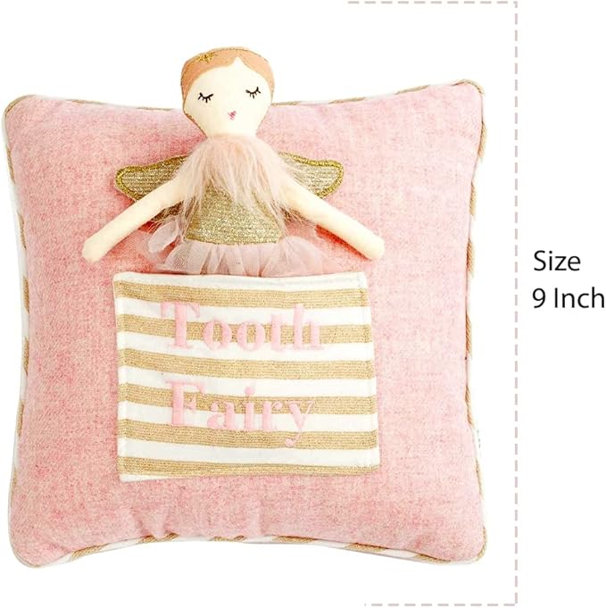 MON AMI Tooth Fairy Pillow & Doll Set - 9”, Plush Stuffed Tooth Fairy Doll and Pillow with Pocket, Tooth Fairy Keepsake for Girls and Boys